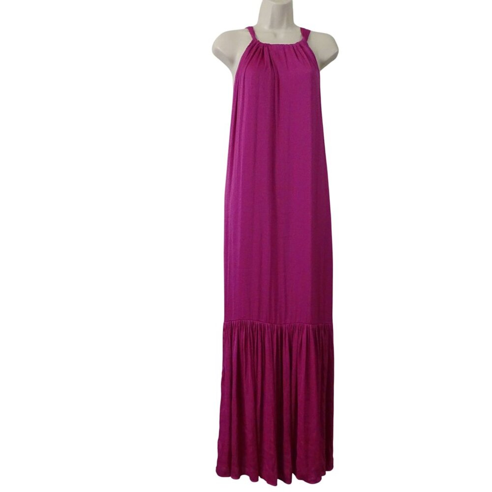 Banana Republic Purple Sleeveless Halter Maxi Dress Women Size S TALL Flowy FLAW - Picture 2 of 13